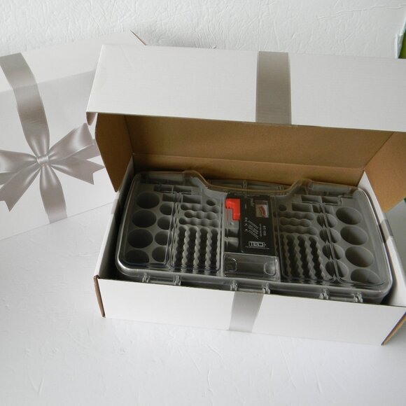 NEW W/ GIFT BOX SET OF 2 180 Deluxe Battery Organizer w/ Tester GRAY - Picture 1 of 3